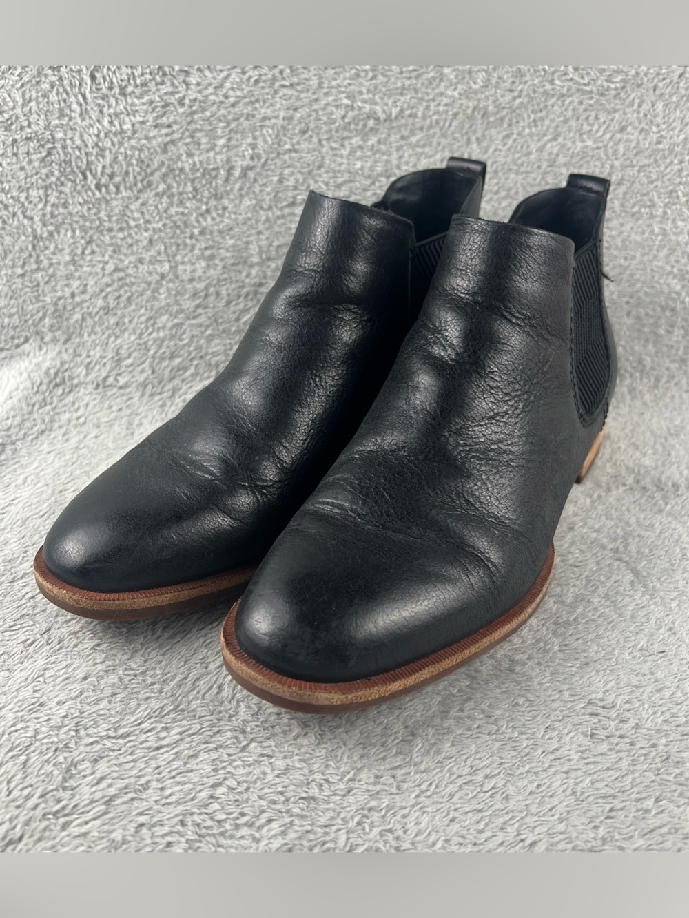 Kork-Ease Black Leather Chelsea Ankle Boots Women's 7M Kama Boho Casual